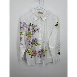 NWT Appleseed's Statement Floral Tunic Top Women's Large Multi 100% Cotton Beach